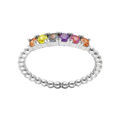 Bague en argent rhodi&eacute; anneau avec boules d'oxydes multcolores pastels serties Artemare