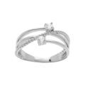 Bague en argent rhodi&eacute; entrelac&eacute; d'un duo d'oxydes blancs sertis Artemare
