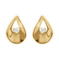 Boucles d'oreille sur Artemare : Boucles d'oreille tige en acier dor&eacute; forme goutte avec oxyde blanc serti