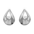 Boucles d'oreille tige en acier forme goutte avec oxyde blanc serti