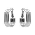 Boucles d'oreille sur Artemare : Cr&eacute;oles en acier 3 fils forme rectangulaire - 23mm