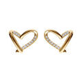 Boucles d'oreille tige en vermeil coeur d'oxydes blancs sertis Artemare