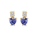 Boucles d'oreille sur Artemare : Boucles d'oreille tige en vermeil d'oxydes blanc et bleu fonc&eacute; forme coeoeur