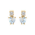 Boucles d'oreille sur Artemare : Boucles d'oreille tige en vermeil d'oxydes blanc et bleu ciel forme coeur