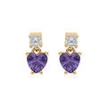 Boucles d'oreille sur Artemare : Boucles d'oreille tige en vermeil d'oxydes blanc et violet forme coeoeur