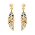Boucles d'oreille sur Artemare : Boucles d'oreille tige en vermeil plume d'oxydes multi couleurs