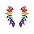 Boucles d'oreille sur Artemare : Boucles d'oreille en vermeil l&eacute;g&egrave;rement incurv&eacute;es orn&eacute;es de navettes d'oxydes multicouleur