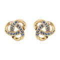 Boucles d'oreille tige en vermeil noeud d'oxydes bleu ciel sertis