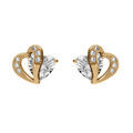 Boucles d'oreille tige en vermeil double coeur d'oxyde blancs Artemare
