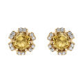 Boucles d'oreille sur Artemare : Boucles d'oreille tige en vermeil fleur d'oxydes couleur miel et blancs sertis