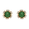 Boucles d'oreille tige en vermeil fleur d'oxydes vert fonc&eacute; et blancs sertis Artemare