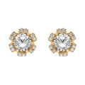 Boucles d'oreille tige en vermeil fleur d'oxydes blancs sertis
