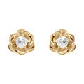 Boucles d'oreille sur Artemare : Boucles d'oreille tige en vermeil fleur 8.2mm avec oxyde blanc serti