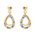 Boucles d'oreille sur Artemare : Boucles d'oreille tige en vermeil forme goutte par&eacute;e d'oxydes bleus et blancs sertis