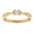 Bague crois&eacute;e en vermeil avec solitaire oxyde blanc serti quatre griffes Artemare