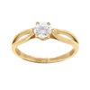 Bague en vermeil double rang sur le dessus avec solitaire d'oxyde blanc serti quatre griffes