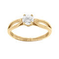 Bague en vermeil double rang sur le dessus avec solitaire d'oxyde blanc serti quatre griffes Artemare