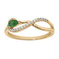 Bague en vermeil forme sigle infini avec oxydes blancs sertis et vert