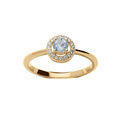 Bague en vermeil avec topaze bleue v&eacute;ritable et contour d'oxydes blancs sertis
