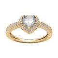 Bague en vermeil coeur 6mm oxyde blanc avec contour et rail d'oxydes blancs sertis Artemare
