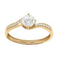 Bague en vermeil avec solitaire oxyde blanc serti quatre griffes et 1/2 rail d'oxydes blancs sertis Artemare