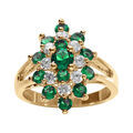 Bague en vermeil marquise avec oxydes verts et blancs