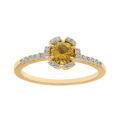 Bague en vermeil forme fleur avec oxydes couleur miel et blancs sertis