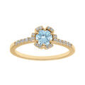 Bague en vermeil forme fleur avec oxydes bleu clair et blancs sertis Artemare