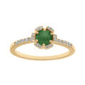 Bague en vermeil forme fleur avec oxydes vert fonc&eacute; et blancs sertis