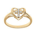Bague en vermeil coeur avec croix d'oxydes blancs sertis - 9x10mm Artemare