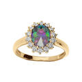 Bague en vermeil avec oxyde mystique arc en ciel et contour d'oxydes blancs Artemare