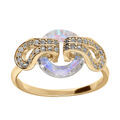 Bague en vermeil avec cercle verre facet&eacute; blanc et volute d'oxydes blancs sertis Artemare