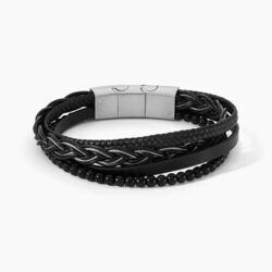 Bracelet Jourdan Tex Cuir Noir Onyx