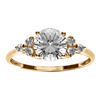 Bague en vermeil oxyde central blanc serti 7mm et trois oxydes sur les c&ocirc;t&eacute;s 1.8mm