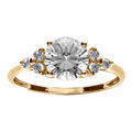 Bague en vermeil oxyde central blanc serti 7mm et trois oxydes sur les c&ocirc;t&eacute;s 1.8mm