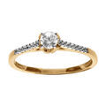 Bague en vermeil avec solitaire central blanc 3,8mm et oxydes blancs sertis sur 1/2 rails