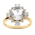 Bague en vermeil avec oxyde central blanc et contour d'oxydes blancs sertis Artemare