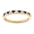 Bague en vermeil demi alliance ar&eacute;e d'oxydes bleus et blancs sertis