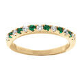 Bague en vermeil demi alliance par&eacute;e d'oxydes verts et blancs sertis