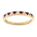 Bague en vermeil demi alliance par&eacute;e d'oxydes rouges et blancs sertis Artemare