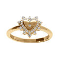 Bagues sur Artemare : Bague en vermeil coeur avec etoile du nord et contour d'oxydes blancs sertis