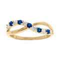 Bague en vermeil crois&eacute;e et demi rang d'oxydes bleu et blancs sertis Artemare