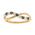 Bague en vermeil crois&eacute;eetdemi rang d'oxydes noirs et blancs sertis