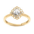 Bague en vermeil avec carr&eacute; oxyde blanc serti contour dentel&eacute; Artemare