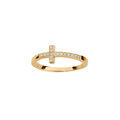 Bague en vermeil avec croix couch&eacute;e avec oxydes micro sertis