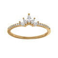 Bague en plaqu&eacute; or forme 1/2 couronne avec navettes d'oxydes blancs sertis Artemare