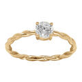 Bague en plaqu&eacute; or anneau torsad&eacute; avec solitaire oxyde blanc serti Artemare