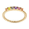Bague en plaqu&eacute; or anneau avec boules d'oxydes multcolores pastels serties