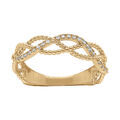 Bague en plaqu&eacute; or entrelac&eacute;s avec oxydes blancs sertis