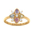 Bague en plaqu&eacute; or forme fleur avec oxydes couleurs pastels sertis clos